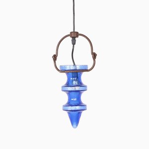 Lampada a sospensione in vetro blu di Nanny Still per Raak, anni '60