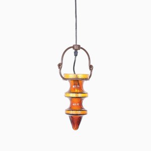 Lampe à Suspension Stalactite en Verre Ambré par Nanny Still pour Raak, 1960s
