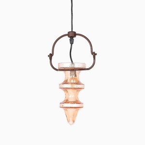 Lampada a sospensione in vetro rosa stalattite di Nanny Still per Raak, anni '60