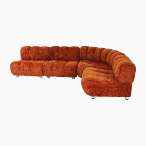 Modulares Italienisches Vintage Giuseppe Munari Sofa in Orange Samt, Italien, 1970er, 4er Set