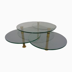 Mesa de centro ajustable de vidrio y latón de Ronald Schmitt, Alemania, años 90