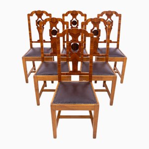 Vintage Polish Art Deco Chairs, 1940s, Set of 6