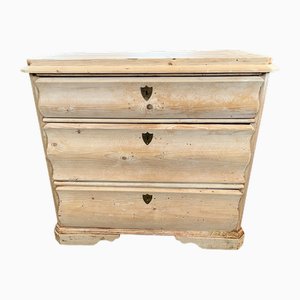 Cassettiera Biedermeier in pino sbiancato, Danimarca, XIX secolo