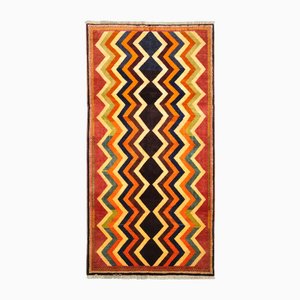 Hand-Knotted Gabbeh Oriental Rug in Vibrant Zigzag Pattern & Natural Colors