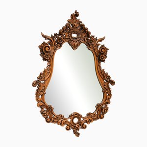 Vintage French Carved Walnut Mirror, 1930