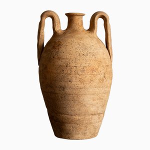 Mediterranean Terracotta Twin-Handled Amphora Vase