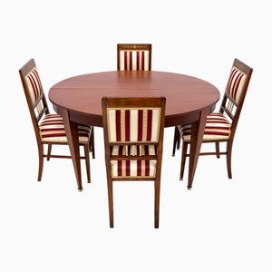 French Empire Table with Chairs, Set of 5