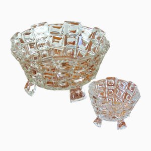 Art Deco Pressglasschalen von Libochovice, Ehemalige Tschechoslowakei, 1930er, 2er Set