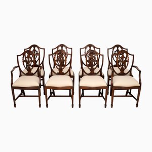 Vintage Shield Back Dining Chairs, 1920s, Set of 8