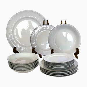 Mid-Century Dinner Service for 6 in Porcelain with Silver Rims from Seltmann Weiden Bavaria, West Germany, 1960s, Set of 18