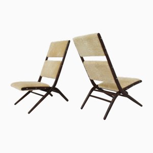 Set of Vintage Italian Lounge Chairs in Sheep Fur by Augusto Romano, 1950