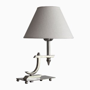 Art Deco Sculptural Chrome Metal Table Lamp, 1930s