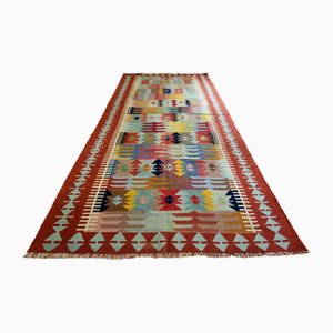 Alfombra de corredor Kilim de Anatolia grande, años 90