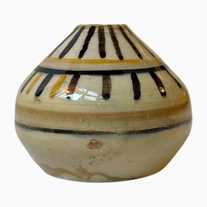 Swedish Modern Hand-Glazed Ceramic Vase in Yellow and Black, 1944