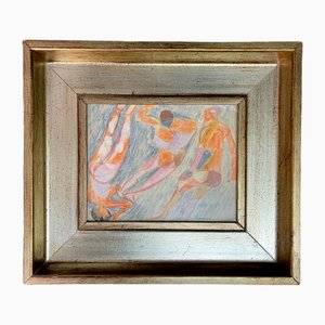 Aquarelle Abstraite Signée Fausto Pirandello Moderne Années 1950
