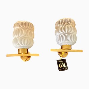 Lámparas de pared bañadas en oro, años 50. Juego de 2