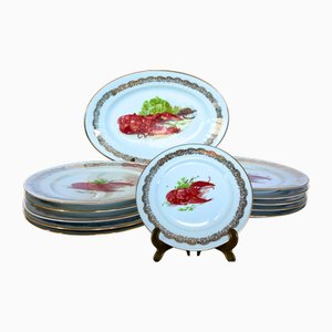 Lobster Dinner Service for 10 from Limoges, 1930s, Set of 11