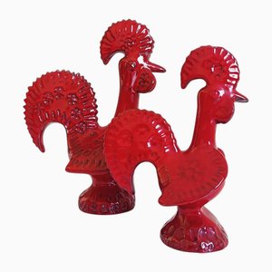 Rot glasierte Mid-Century Keramikhähne von Aldo Londi für Bitossi, Italien, 1960er, 2er Set