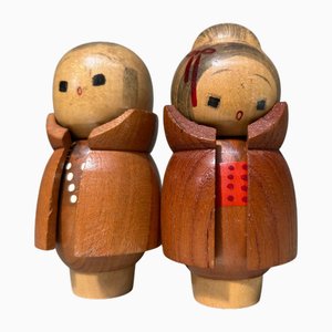 Poupées Kawaii Kokeshi Vintage, Japon, 1970s, Set de 2