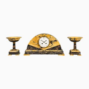 French Art Deco Clock and Garniture Set, 1920s, Set of 3