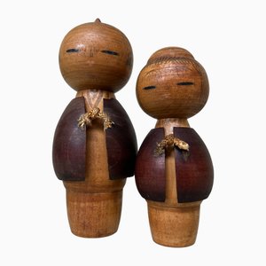 Sosaku Miyashita Hajime Kokeshi vintage, años 70. Juego de 2