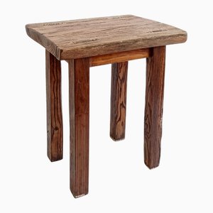 Table d'Appoint ou Tabouret Baroque en Chêne, Espagne, Début du 18ème Siècle