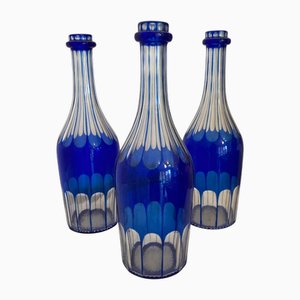 Carafes ou Bouteilles de Service en Verre Bleu Cobalt, 1860s, Set de 3