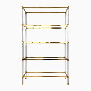 Large Shelf in Brass, Polycarbonate and Glass, 1990s