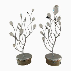 Italienische Chrom Tischlampen, 2er Set