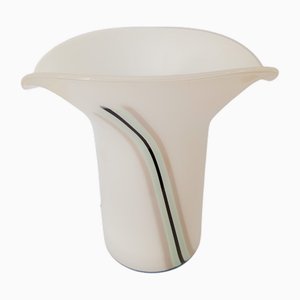 Lámpara de mesa Calla de cristal de Murano blanco de VeArt, años 80
