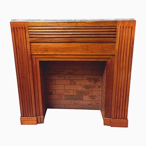 Art Deco Mahogany Fireplace, 1930s