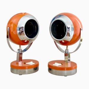 Lampes Eye-Ball Orange Vif, 1970s, Set de 2
