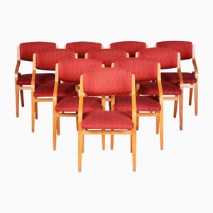 Mid-Century Czech Chairs in Maple attributed to Ludvik Volak for Drevopodnik Holesov, 1960s, Set of 10