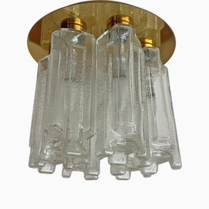 Vintage Ceiling Light in Glass and Gilt Metal from Leclaire & Schäfer, 1970s