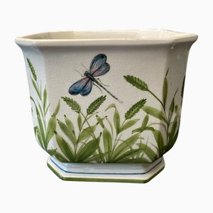 Italienischer Übertopf aus Keramik mit Libelle-Design