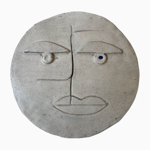 Modernist Ceramic Face Wall Relief in the style of Pablo Picasso, 1980s