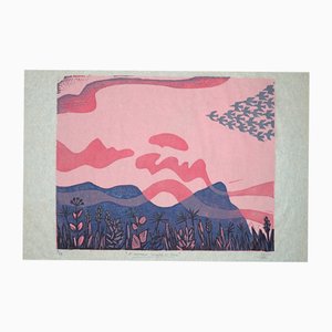 Peter Clarke, A Moment Hinged on Time, 1982, Color Woodcut