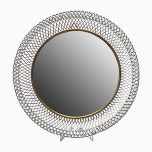 Wall Mirror in Brass and Expanded Metal from Vereinigte Werkstätten München, 1950s