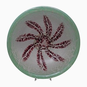 Art Deco Ikora Bowl in Green and Red Glass by Karl Wiedmann for WMF, 1930s