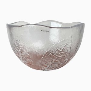 Cuenco sueco vintage grande de vidrio con decoración floral de Ann Wärff para Kosta Boda, años 70