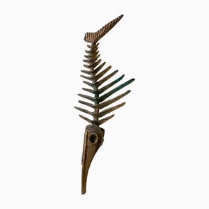 Esqueleto de pez espada primitivo brutalista de bronce de Peder Evald Madsen, años 80