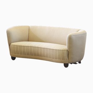 Sofá danés Mid-Century curvado en forma de plátano, años 40