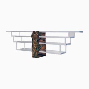 Acrylic Gass Console with Bronze Male Torso by Massimo Papiri for Tamanti, 1970s