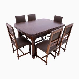 Antique Table with Chairs, 1880, Set of 7