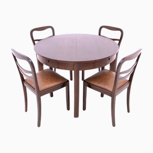 Extendable Table with Chairs, 1940s, Set of 5