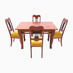 Antique Table and Chairs, 1890s, Set of 5