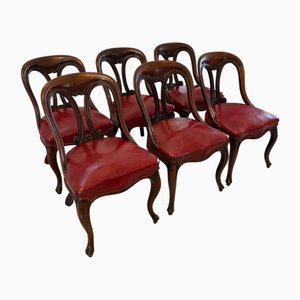 Antike viktorianische Esszimmerstühle aus geschnitztem Mahagoni, 1850, 6 . Set