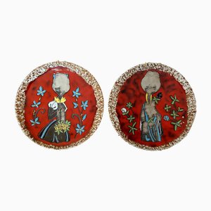Mid-Century Fat Lava Decorative Plates, San Marino, 1960s, Set of 2