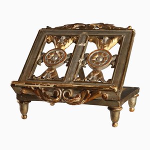 Pupitre en Bois Sculpté en Or et Argent
