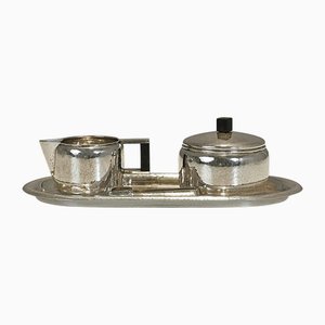 Art Deco Sugar and Cream Set in Silver, Germany, 1930s, Set of 3